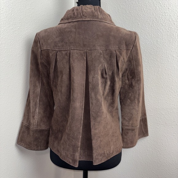 Y2K Live A Little Leather Jacket Women's Small Brown Button Up Wide Sleeves - Picture 2 of 10